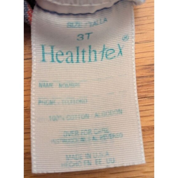 Vintage Healthtex Size 3T Striped Denim Overalls Romper 100% Cotton Made in USA - Picture 7 of 10